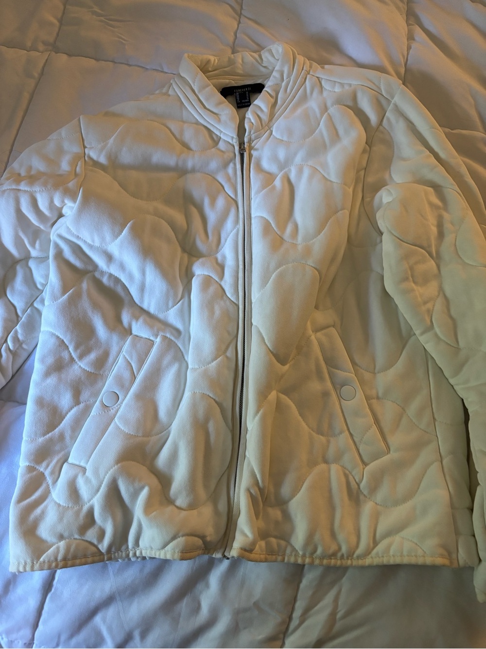 Forever 21 Light Beige Quilted Puffer Jacket